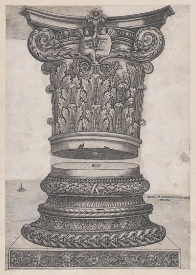 Speculum Romanae Magnificentiae: Decorated capital and base, ca. 1537 by Master GA