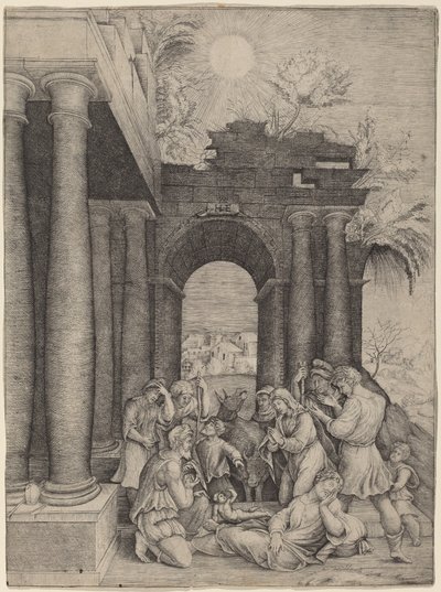The Adoration of the Shepherds by Master HFE after Domenico Beccafumi