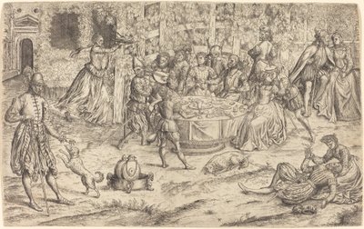 Banquet in the Park of a French Castle by Master HS