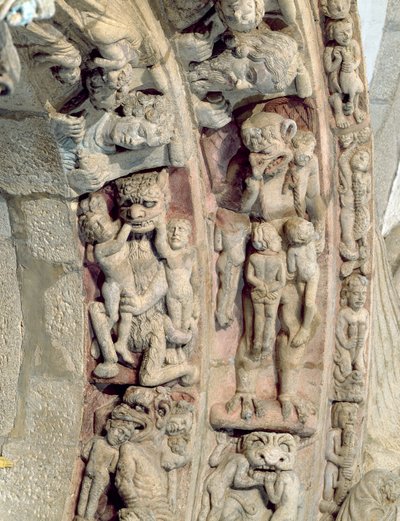 Portico de la Gloria with Scenes of Hell (detail) by Master Mateo