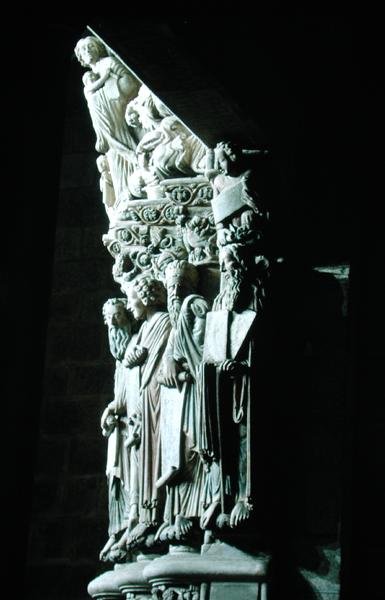 Detail of the Portico de la Gloria with the Old Testament prophets by Master Mateo