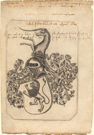 Coat of Arms with a Lion and Unicorn by Master hw