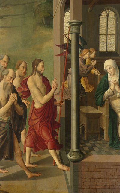 Panel of an Altarpiece with Dispute with the Doctors (on verso is Appearance of Christ to his Mother) by Master of Alkmaar (attributed to)