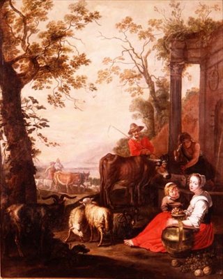 Peasants and Cattle by a Classical Foundation by Master of Beguins