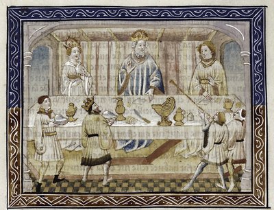 Caesar Augustus, His Wife and Son at Table From: Jean Hayton, Fleur des Histoires de la Terre d