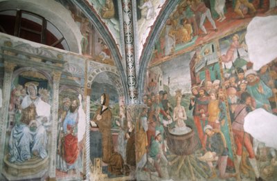 Italy, Piedmont, Serralunga di Crea, Sacro Monte di Crea, Basilica of Santa Maria Assunta, chapel, frescoes by Master of Crea