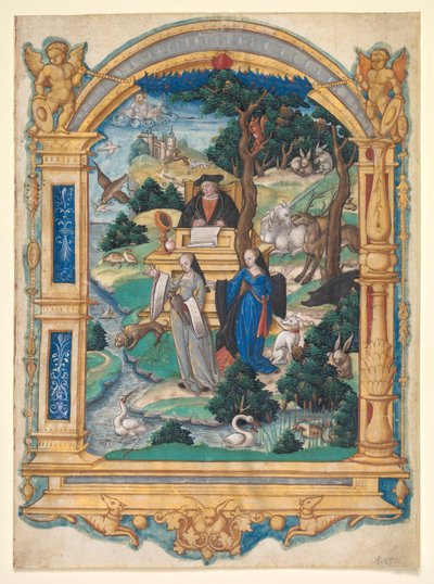 Frontispiece Miniature from the Manuscript of a Poem by Guillaume Crétin: Debate Between Two Women by Master of Francis I