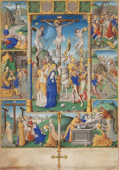 The Crucifixion with Six Scenes from the Passion of Christ by Master of Jacques de Besançon