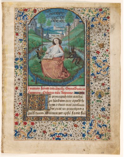 Leaf from a Book of Hours: John on Patmos (1 of 2 Excised Leaves) by Master of Jacques de Luxembourg
