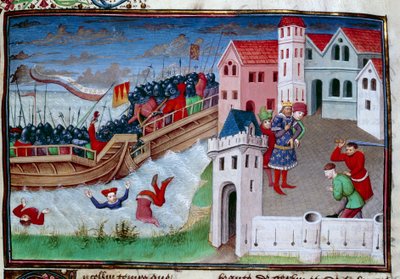 Battle Scene and Decapitation. Illustration of the Novel 