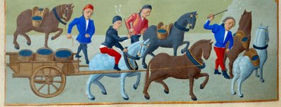 The Grape Harvest and Transport (Detail) by Master of Jean Rolin II
