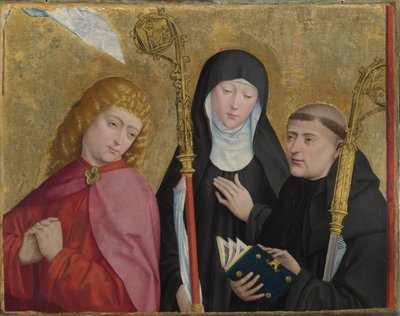 Saints John the Evangelist, Scholastica and Benedict The Liesborn Altarpiece by Master of Liesborn