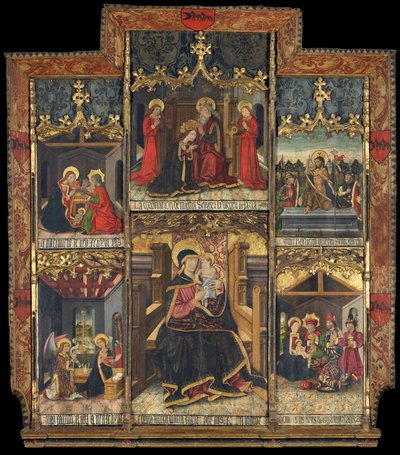 Virgin and Child Enthroned with Scenes from the Life of the Virgin by Master of Morata