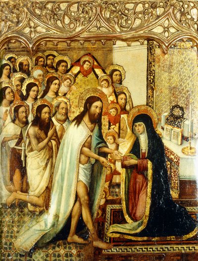 Christ presenting the Redeemed of the Old Testament to his Mother by Master of Perea
