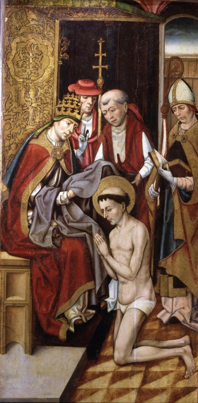 St. Francis invested with his Habit by Pope Innocent III by Master of Portillo