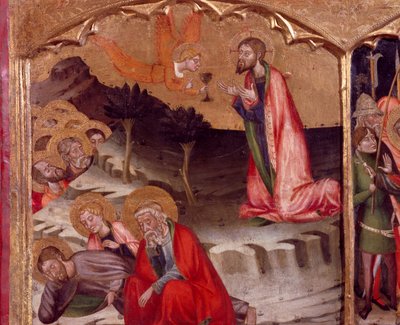 Christ in the Garden of Olives, an angel is holding Communion by Master of Rubió