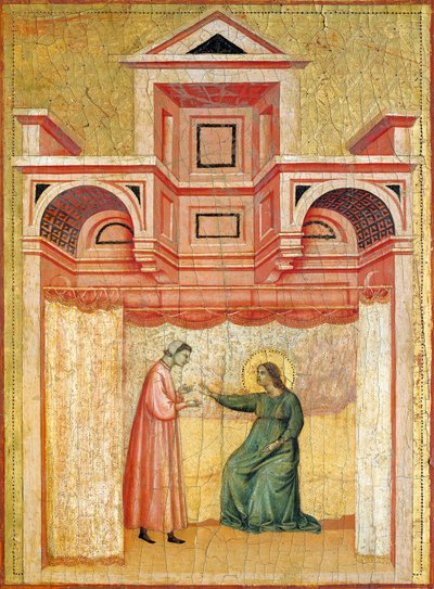 Cecilia persuading her husband Valerian to baptism, detail from altarpiece depicting Legend of saint Cecilia, by Master of Saint Cecilia by Master of Saint Cecilia