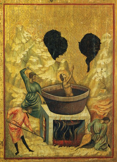 Saint Cecilia in bath of boiling water (detail) by Master of Saint Cecilia