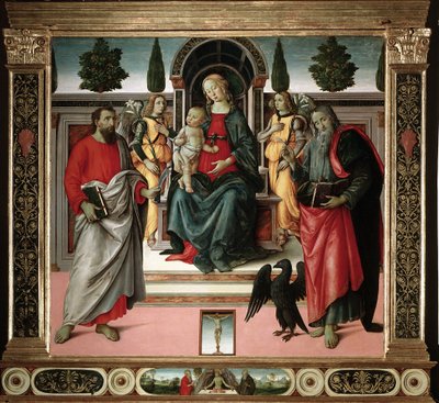 Virgin with Child with St John and St Bartholomew by Master of Santo Spirito