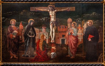 Crucified Christ among St. Peter, the Virgin, Mary Magdalene, St. John the Apostle and St. Benedict by Master of St. Peter in Vicenza
