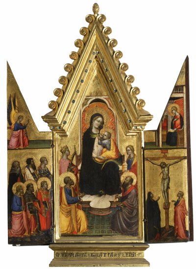 Triptych: Virgin Mary and Child with Saints, Angels and the Crucifixion by Master of St. Verdiana