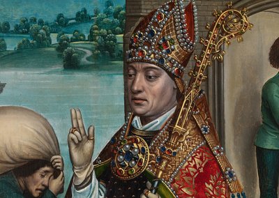 The Miracle of the Grain, from the Altarpiece of St. Nicholas (detail) by Master of The Legend of St. Lucy