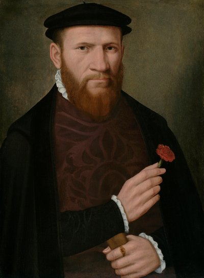 Portrait of a Man with a Red Carnation and a Glove by Master of the 1540s