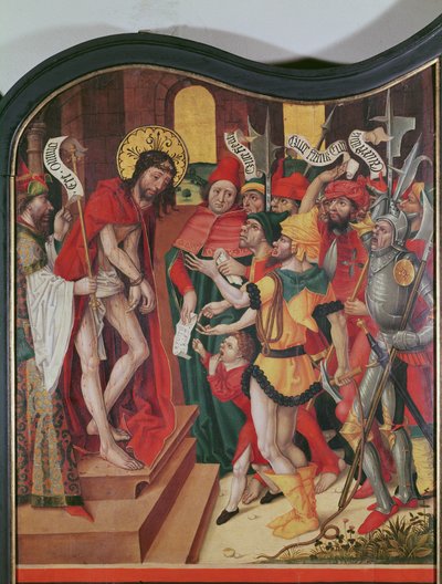 Ecce Homo, top of the interior right panel of an altarpiece of the Passion by Master of the Baden Carnation