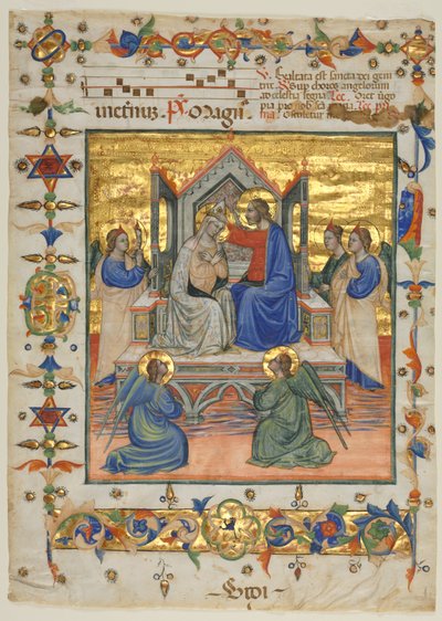 Leaf from an Antiphonary: Coronation of the Virgin, 1400s by Master of the Beffi Triptych