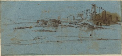 Buildings on a River Bank by Master of the Blue Landscapes