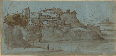 Village atop a River Cliff by Master of the Blue Landscapes