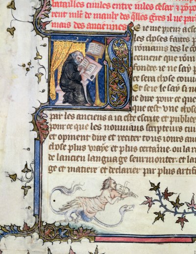 Monk Copying a Manuscript, from The History of Rome by Livy by Master of the Boqueteaux