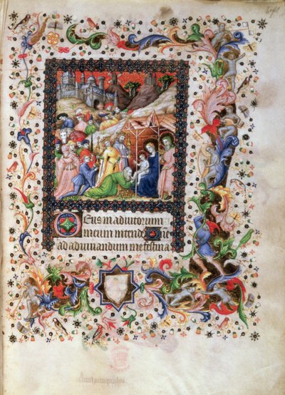 Adoration of the Child, from a Book of Hours, c.1407 by Master of the Brussels Initials