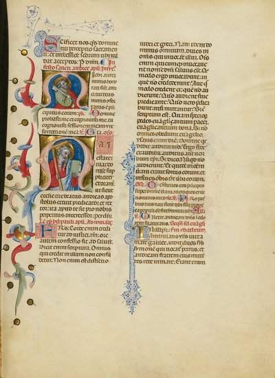 Initial M: Saint Peter; Initial M: Saint Andrew by Master of the Brussels Initials