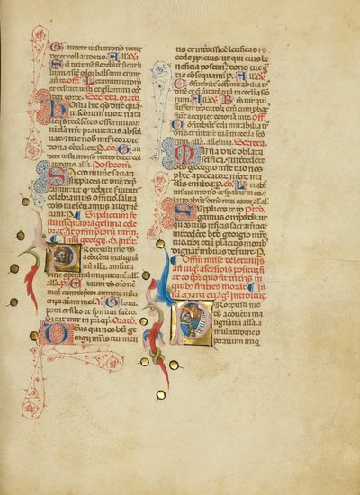 Initial P: Saint George; Initial P: Saint Mark by Master of the Brussels Initials