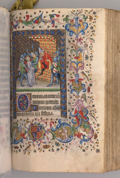 Hours of Charles the Noble, King of Navarre (1361-1425): fol. 169r, Christ Before Pilate by Master of the Brussels Initials and Associates