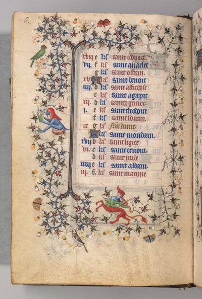Hours of Charles the Noble, King of Navarre (1361-1425): fol. 3v, March by Master of the Brussels Initials and Associates