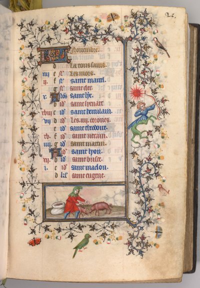 Hours of Charles the Noble, King of Navarre 1361-1425: fol. 11r, November, c. 1405 by Master of the Brussels Initials and Associates