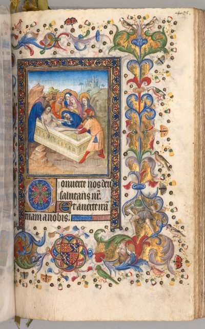 Hours of Charles the Noble, King of Navarre: fol. 197r, Entombment of Christ by Master of the Brussels Initials and Associates