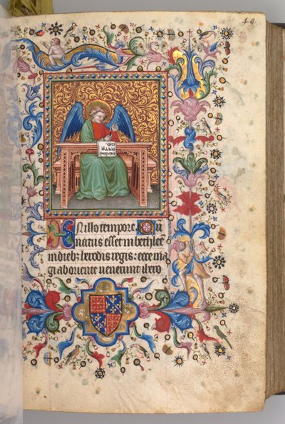 Hours of Charles the Noble, King of Navarre 1361-1425: fol. 25a, St. Matthew by Master of the Brussels Initials and Associates