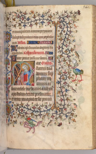 Hours of Charles the Noble, King of Navarre 1361-1425: fol. 265r, St. Andrew by Master of the Brussels Initials and Associates