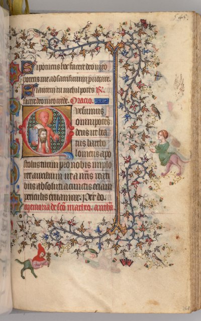 Hours of Charles the Noble, King of Navarre: fol. 267r, St. Bartholomew by Master of the Brussels Initials and Associates