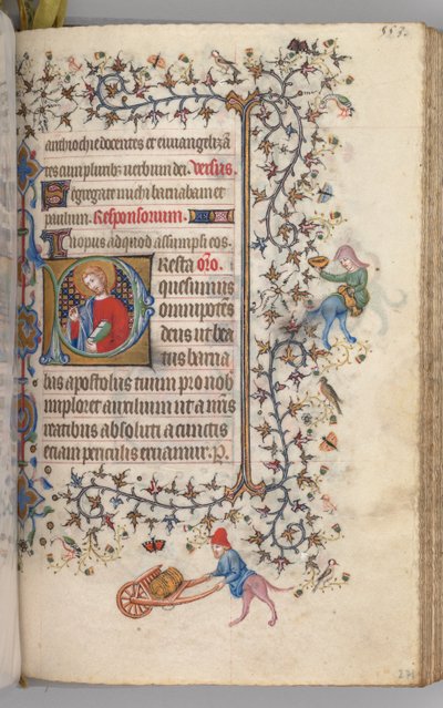 Hours of Charles the Noble, King of Navarre 1361-1425, fol. 271r, St. Barnabus, c. 1405 by Master of the Brussels Initials and Associates