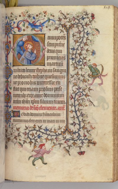 Hours of Charles the Noble, King of Navarre, fol. 274r, St. Stephen by Master of the Brussels Initials and Associates