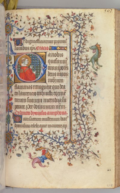 Hours of Charles the Noble, King of Navarre 1361-1425, fol. 276r, St. Lawrence, c. 1405 by Master of the Brussels Initials and Associates