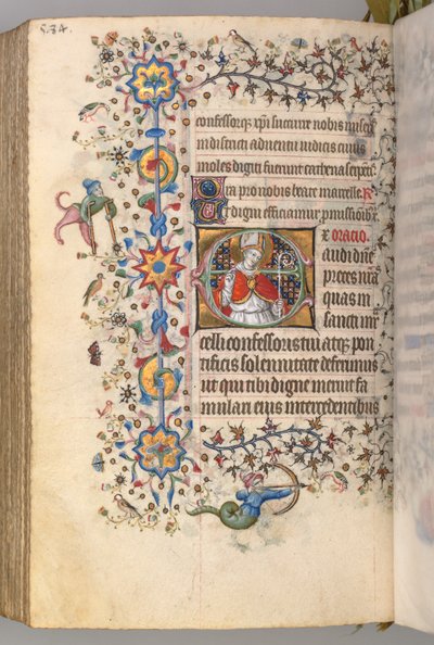 Hours of Charles the Noble, King of Navarre 1361-1425, fol. 286v, St. Marcel, c. 1405 by Master of the Brussels Initials and Associates