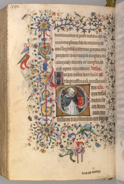 Hours of Charles the Noble, King of Navarre, fol. 290v, St. Dominic, c. 1405 by Master of the Brussels Initials and Associates