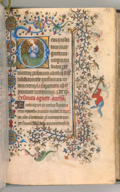Hours of Charles the Noble, King of Navarre, fol. 299a, St. Margaret by Master of the Brussels Initials and Associates