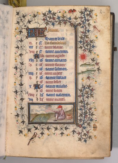 Hours of Charles the Noble, King of Navarre 1361-1425: fol. 2r, February, c. 1405 by Master of the Brussels Initials and Associates
