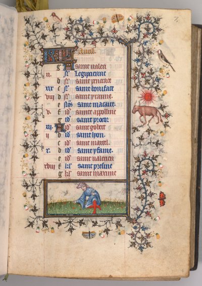 Hours of Charles the Noble, King of Navarre 1361-1425: fol. 4r, April by Master of the Brussels Initials and Associates